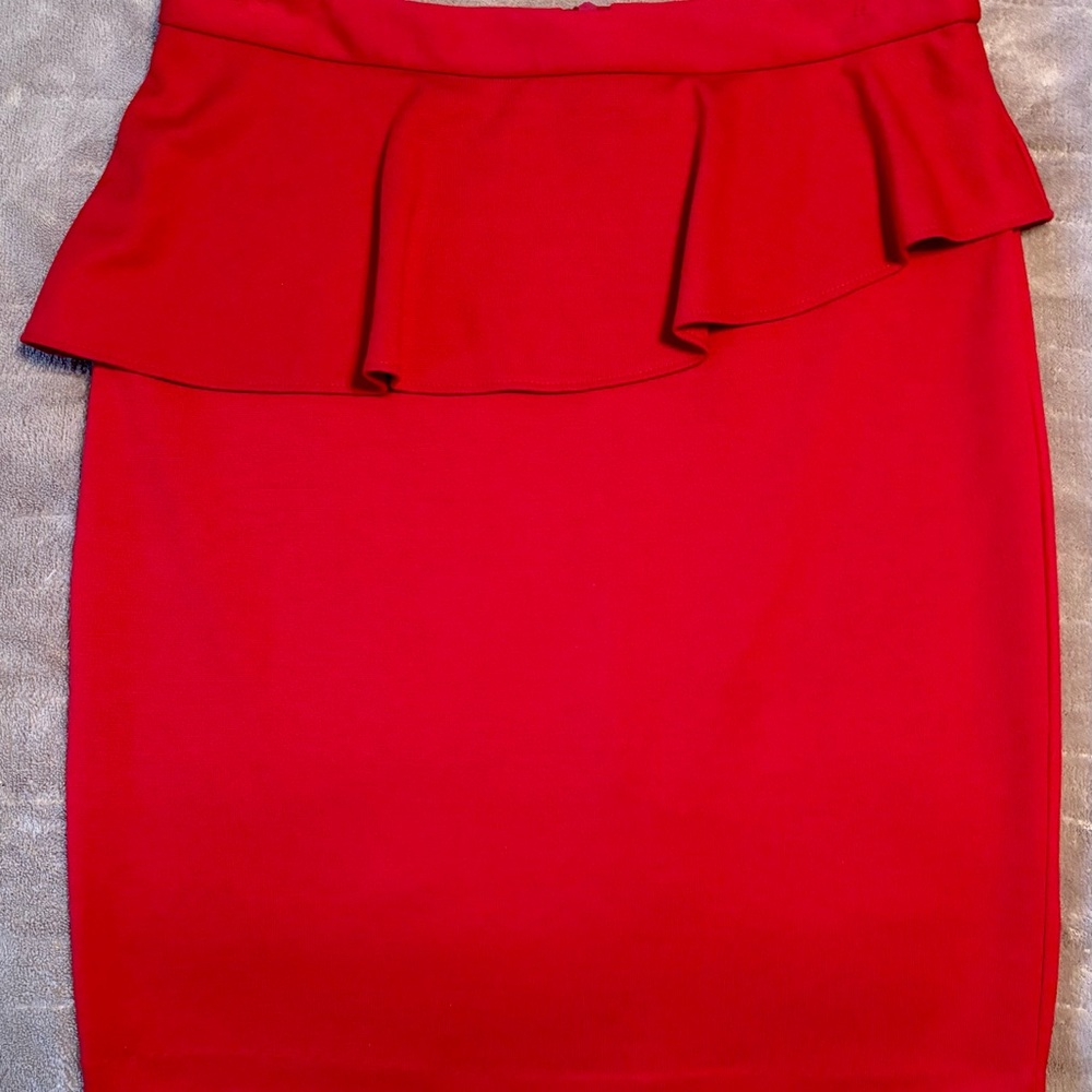 Cynthia Rowley Red Ruffle Pencil Skirt